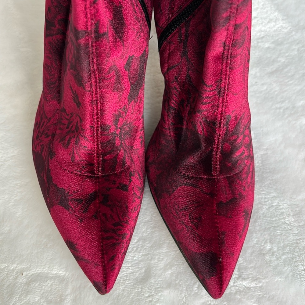 BEAUTIISOLES Mariana Over-The-Knee Red Floral Velvet Stiletto Boot--NEW-… - Picture 6 of 16